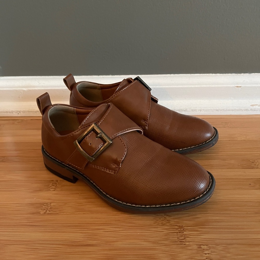 Boys- Classic Brown Leather Buckle Dress Shoes